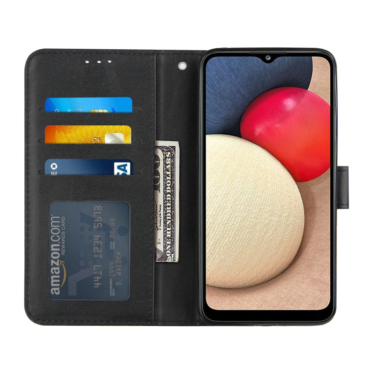 For Samsung Galaxy A02s (EU Version) Stitching Calf Texture Buckle Horizontal Flip Leather Case with Holder & Card Slots & Wallet & Lanyard