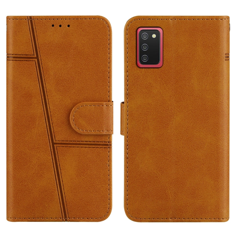 For Samsung Galaxy A02s (EU Version) Stitching Calf Texture Buckle Horizontal Flip Leather Case with Holder & Card Slots & Wallet & Lanyard