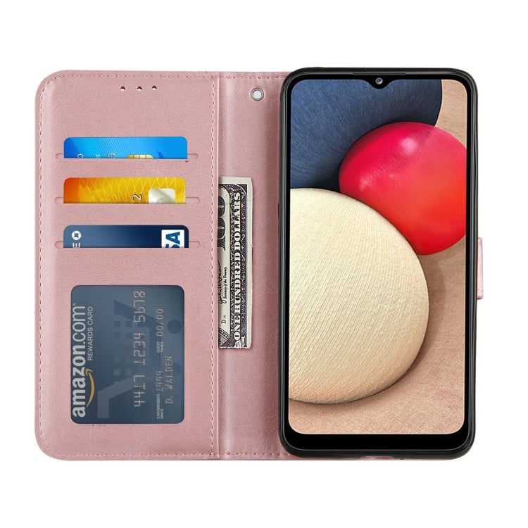 For Samsung Galaxy A02s (EU Version) Stitching Calf Texture Buckle Horizontal Flip Leather Case with Holder & Card Slots & Wallet & Lanyard
