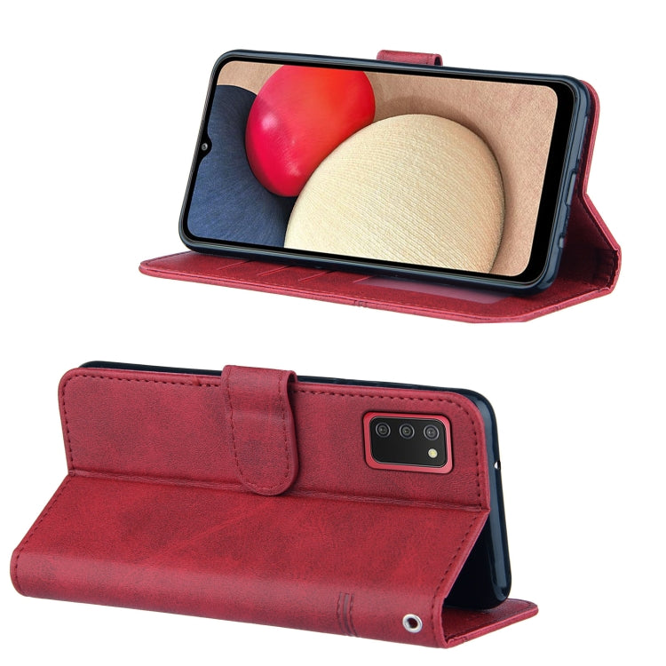 For Samsung Galaxy A02s (EU Version) Stitching Calf Texture Buckle Horizontal Flip Leather Case with Holder & Card Slots & Wallet & Lanyard