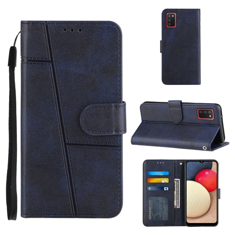 For Samsung Galaxy A02s (US Version) Stitching Calf Texture Buckle Horizontal Flip Leather Case with Holder & Card Slots & Wallet & Lanyard