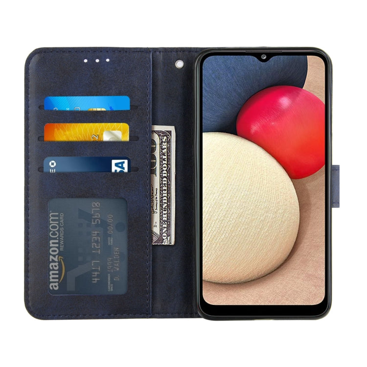 For Samsung Galaxy A02s (US Version) Stitching Calf Texture Buckle Horizontal Flip Leather Case with Holder & Card Slots & Wallet & Lanyard