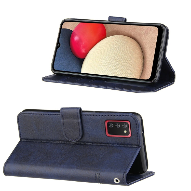 For Samsung Galaxy A02s (US Version) Stitching Calf Texture Buckle Horizontal Flip Leather Case with Holder & Card Slots & Wallet & Lanyard