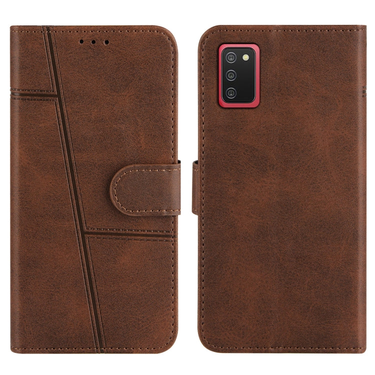 For Samsung Galaxy A02s (US Version) Stitching Calf Texture Buckle Horizontal Flip Leather Case with Holder & Card Slots & Wallet & Lanyard