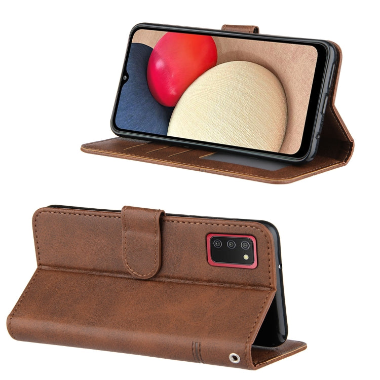 For Samsung Galaxy A02s (US Version) Stitching Calf Texture Buckle Horizontal Flip Leather Case with Holder & Card Slots & Wallet & Lanyard