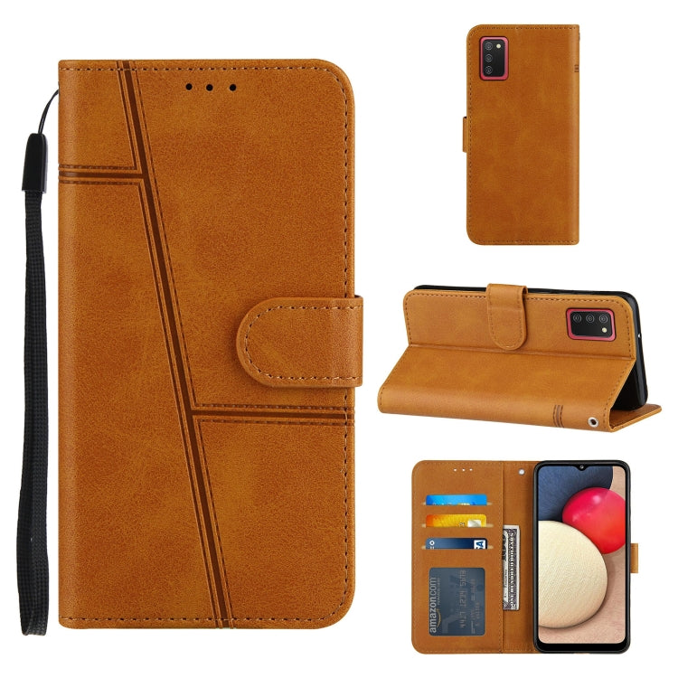 For Samsung Galaxy A02s (US Version) Stitching Calf Texture Buckle Horizontal Flip Leather Case with Holder & Card Slots & Wallet & Lanyard