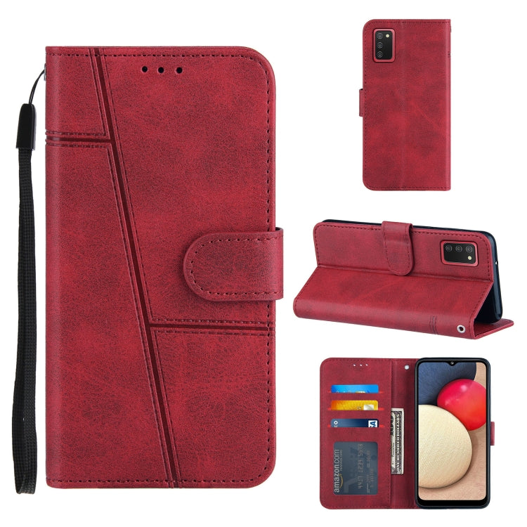 For Samsung Galaxy A02s (US Version) Stitching Calf Texture Buckle Horizontal Flip Leather Case with Holder & Card Slots & Wallet & Lanyard
