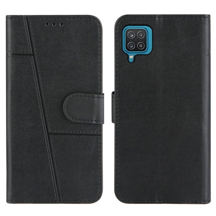 For Samsung Galaxy A12 Stitching Calf Texture Buckle Horizontal Flip Leather Case with Holder & Card Slots & Wallet & Lanyard