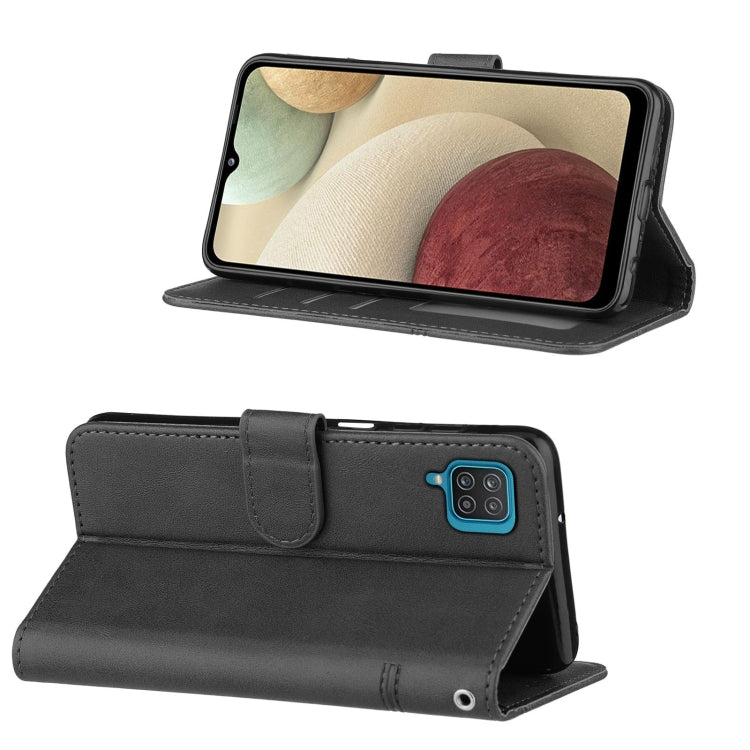 For Samsung Galaxy A12 Stitching Calf Texture Buckle Horizontal Flip Leather Case with Holder & Card Slots & Wallet & Lanyard