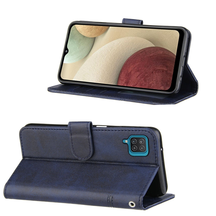 For Samsung Galaxy A12 Stitching Calf Texture Buckle Horizontal Flip Leather Case with Holder & Card Slots & Wallet & Lanyard