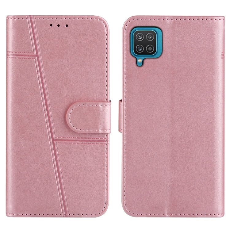 For Samsung Galaxy A12 Stitching Calf Texture Buckle Horizontal Flip Leather Case with Holder & Card Slots & Wallet & Lanyard