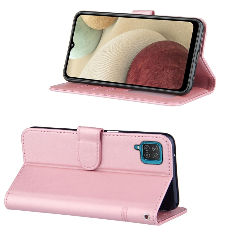 For Samsung Galaxy A12 Stitching Calf Texture Buckle Horizontal Flip Leather Case with Holder & Card Slots & Wallet & Lanyard