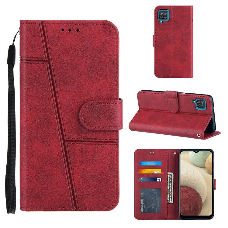 For Samsung Galaxy A12 Stitching Calf Texture Buckle Horizontal Flip Leather Case with Holder & Card Slots & Wallet & Lanyard