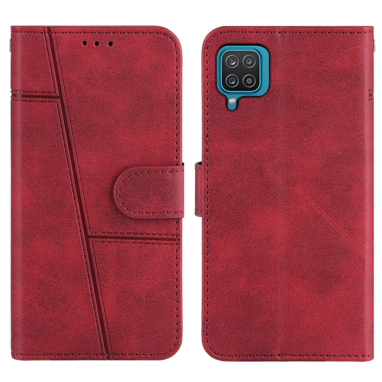 For Samsung Galaxy A12 Stitching Calf Texture Buckle Horizontal Flip Leather Case with Holder & Card Slots & Wallet & Lanyard