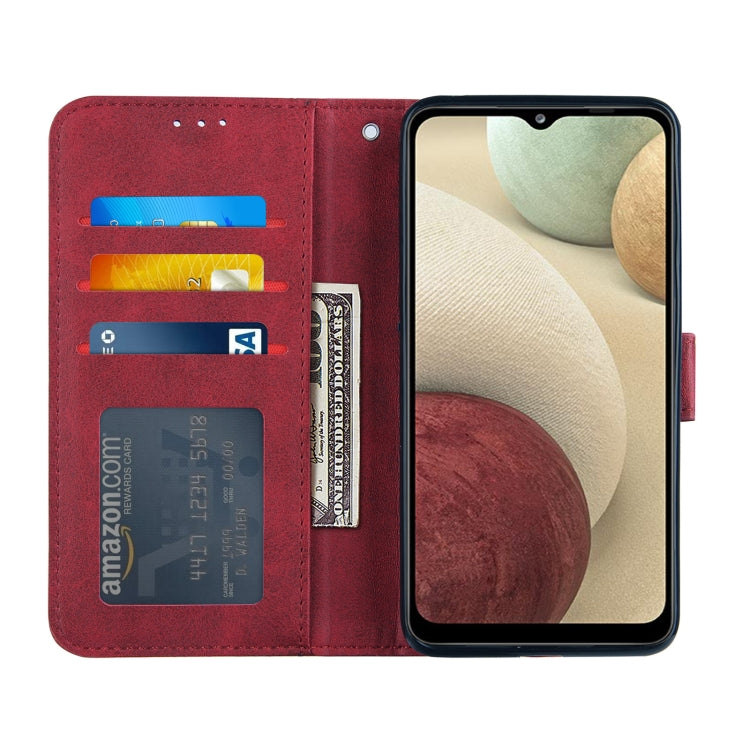 For Samsung Galaxy A12 Stitching Calf Texture Buckle Horizontal Flip Leather Case with Holder & Card Slots & Wallet & Lanyard