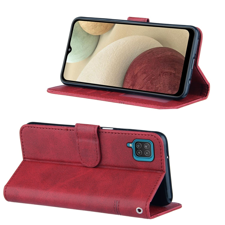 For Samsung Galaxy A12 Stitching Calf Texture Buckle Horizontal Flip Leather Case with Holder & Card Slots & Wallet & Lanyard