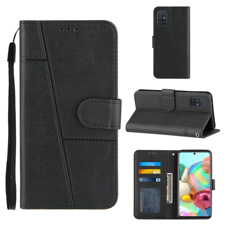 For Samsung Galaxy A71 4G Stitching Calf Texture Buckle Horizontal Flip Leather Case with Holder & Card Slots & Wallet & Lanyard