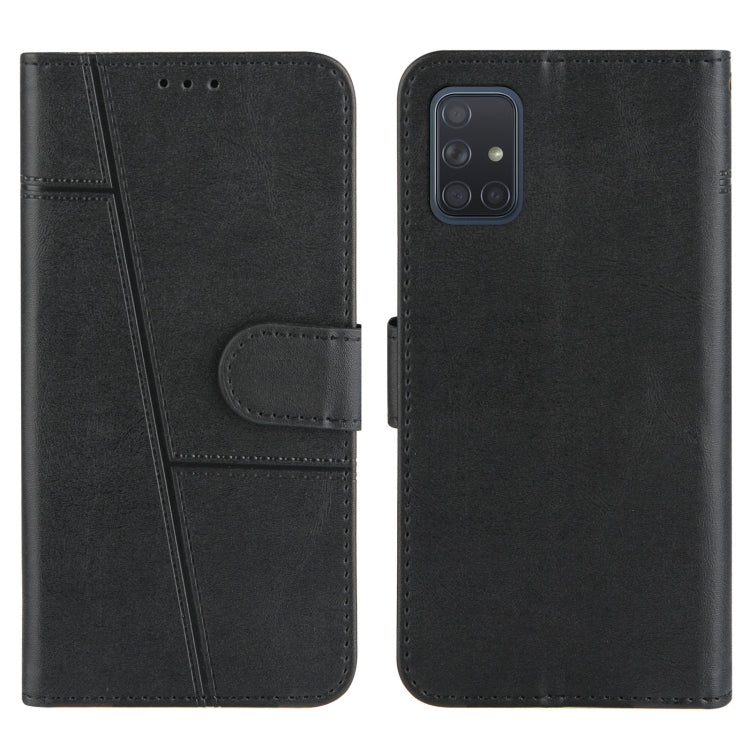 For Samsung Galaxy A71 4G Stitching Calf Texture Buckle Horizontal Flip Leather Case with Holder & Card Slots & Wallet & Lanyard
