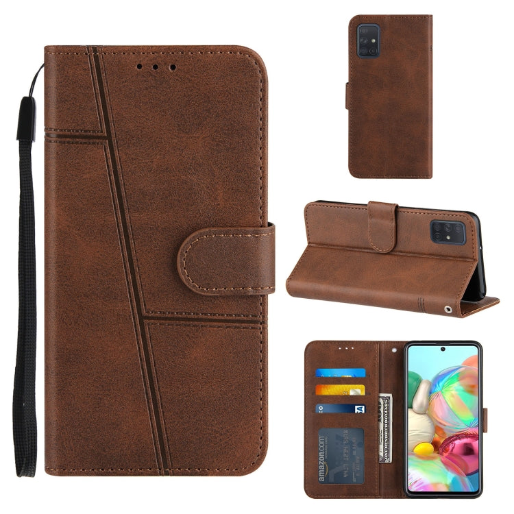 For Samsung Galaxy A71 4G Stitching Calf Texture Buckle Horizontal Flip Leather Case with Holder & Card Slots & Wallet & Lanyard
