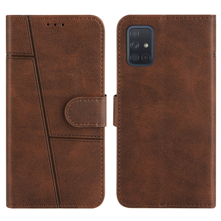 For Samsung Galaxy A71 4G Stitching Calf Texture Buckle Horizontal Flip Leather Case with Holder & Card Slots & Wallet & Lanyard