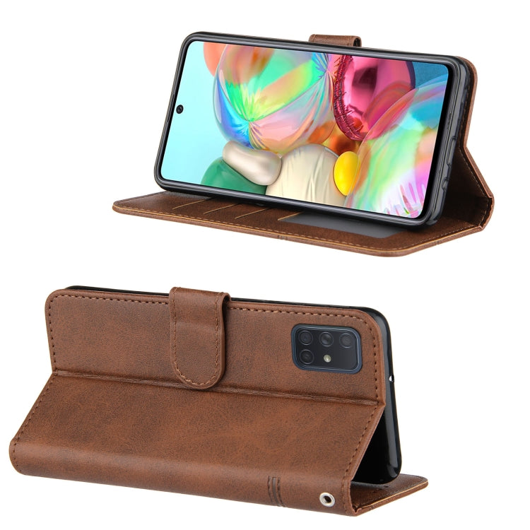For Samsung Galaxy A71 4G Stitching Calf Texture Buckle Horizontal Flip Leather Case with Holder & Card Slots & Wallet & Lanyard