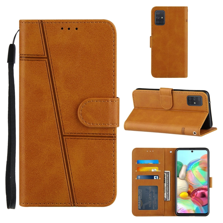 For Samsung Galaxy A71 4G Stitching Calf Texture Buckle Horizontal Flip Leather Case with Holder & Card Slots & Wallet & Lanyard
