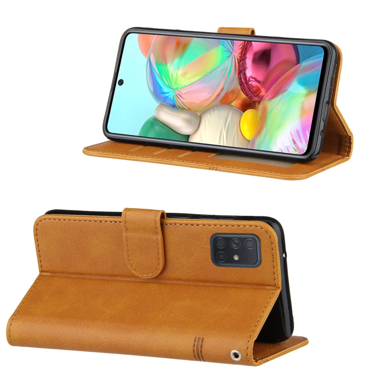 For Samsung Galaxy A71 4G Stitching Calf Texture Buckle Horizontal Flip Leather Case with Holder & Card Slots & Wallet & Lanyard