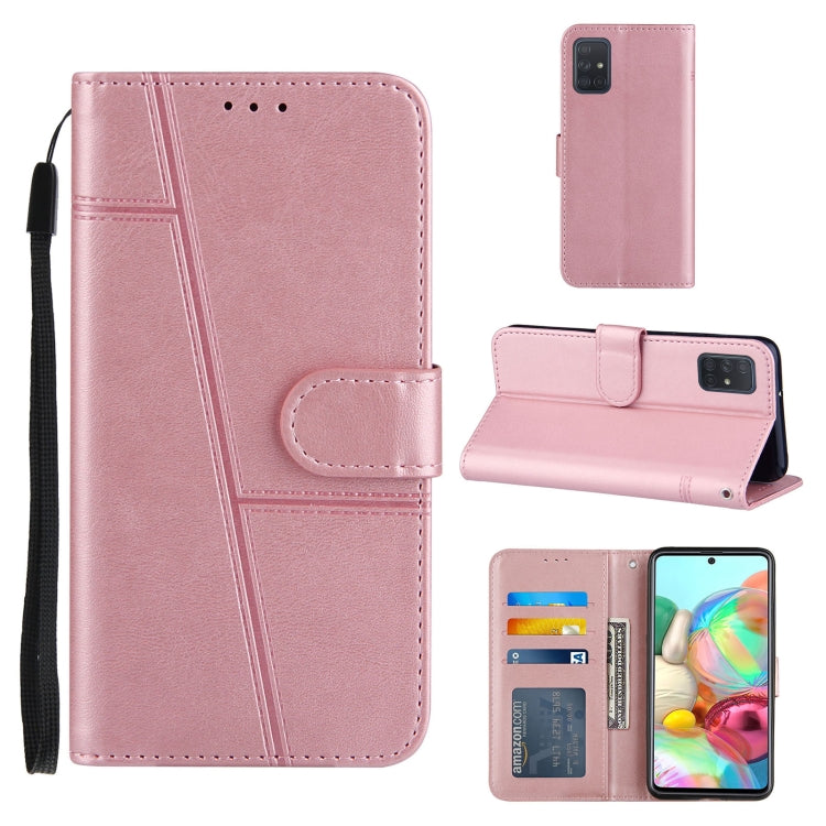 For Samsung Galaxy A71 4G Stitching Calf Texture Buckle Horizontal Flip Leather Case with Holder & Card Slots & Wallet & Lanyard