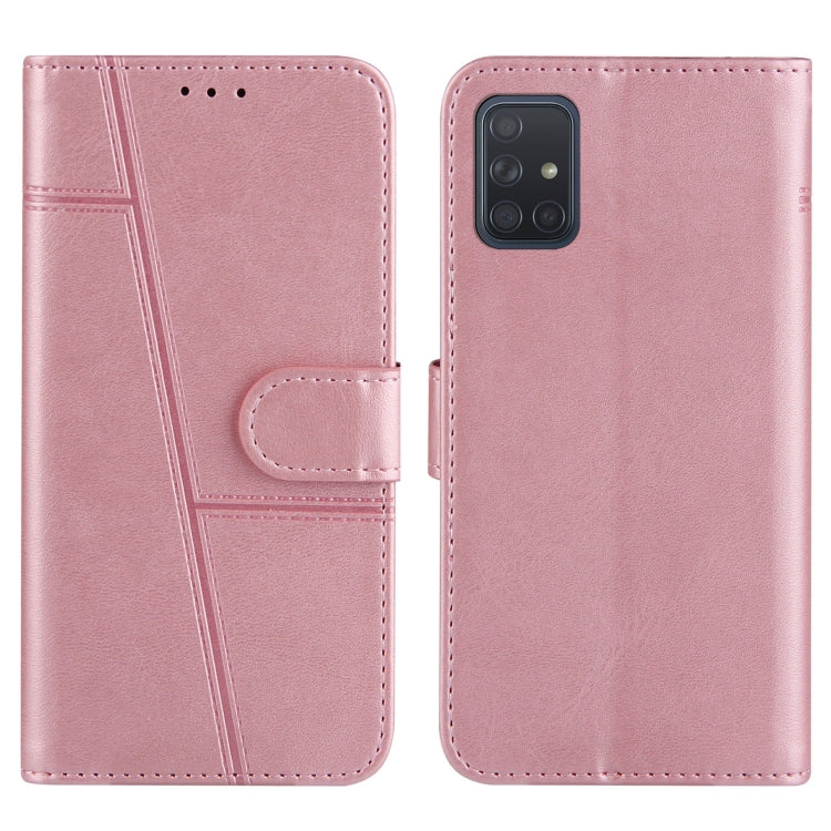 For Samsung Galaxy A71 4G Stitching Calf Texture Buckle Horizontal Flip Leather Case with Holder & Card Slots & Wallet & Lanyard