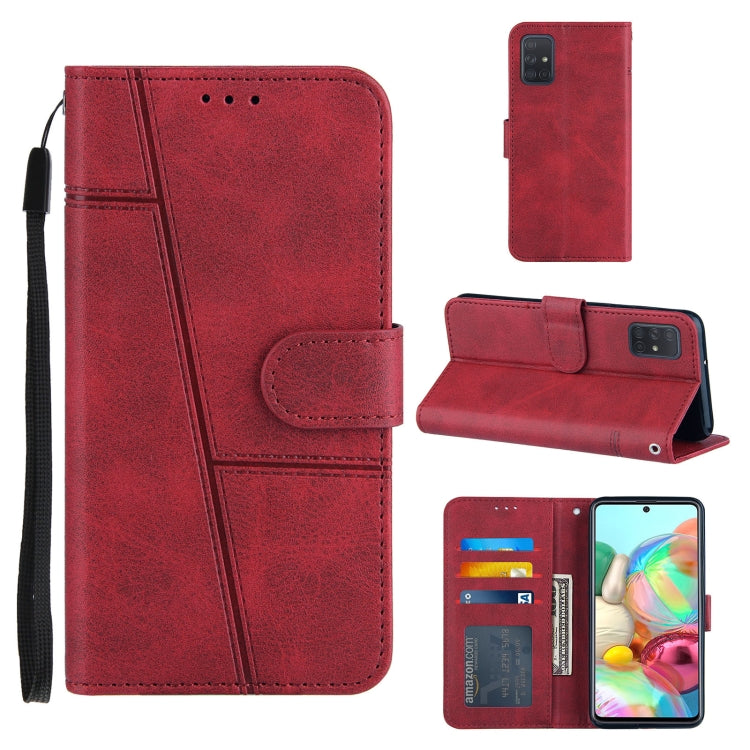 For Samsung Galaxy A71 4G Stitching Calf Texture Buckle Horizontal Flip Leather Case with Holder & Card Slots & Wallet & Lanyard