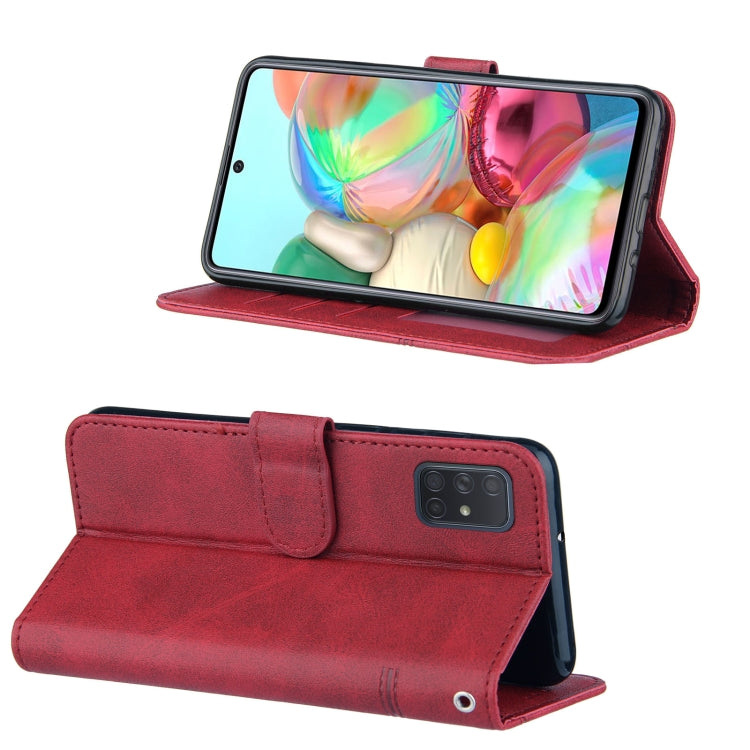 For Samsung Galaxy A71 4G Stitching Calf Texture Buckle Horizontal Flip Leather Case with Holder & Card Slots & Wallet & Lanyard