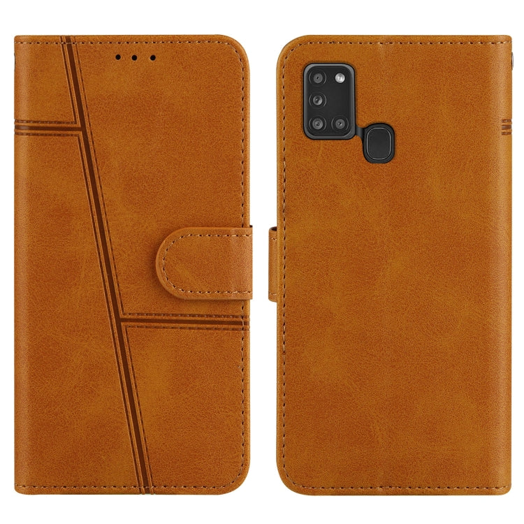 For Samsung Galaxy A21S Stitching Calf Texture Buckle Horizontal Flip Leather Case with Holder & Card Slots & Wallet & Lanyard