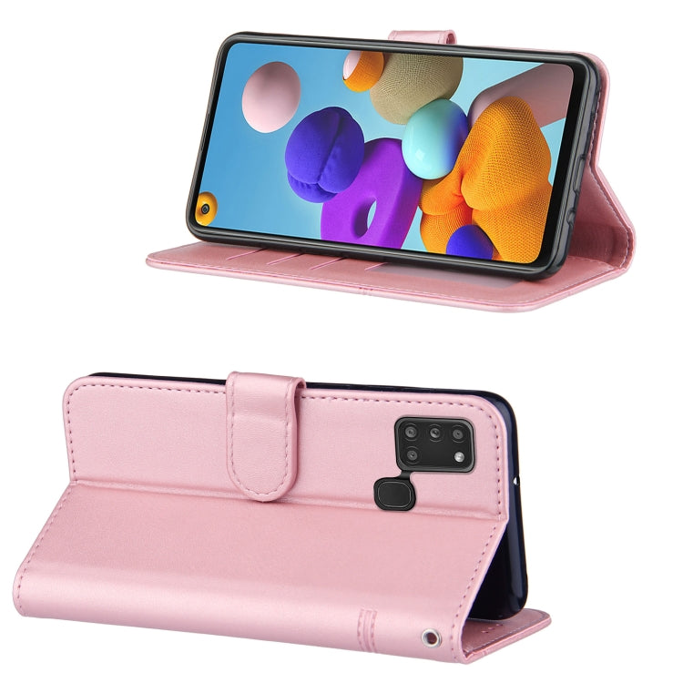 For Samsung Galaxy A21S Stitching Calf Texture Buckle Horizontal Flip Leather Case with Holder & Card Slots & Wallet & Lanyard