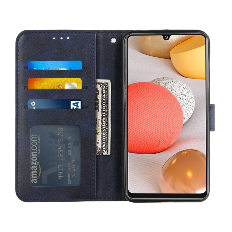 For Samsung Galaxy A42 5G Stitching Calf Texture Buckle Horizontal Flip Leather Case with Holder & Card Slots & Wallet & Lanyard
