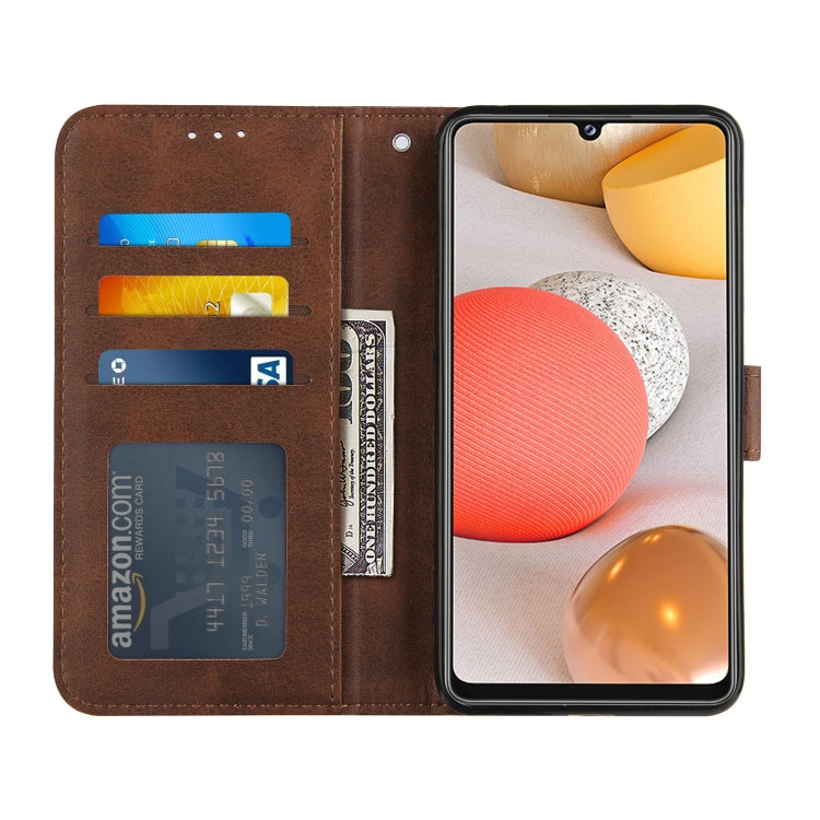 For Samsung Galaxy A42 5G Stitching Calf Texture Buckle Horizontal Flip Leather Case with Holder & Card Slots & Wallet & Lanyard