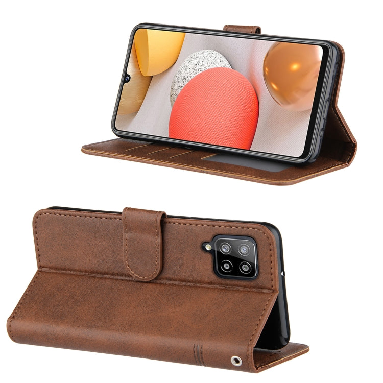 For Samsung Galaxy A42 5G Stitching Calf Texture Buckle Horizontal Flip Leather Case with Holder & Card Slots & Wallet & Lanyard