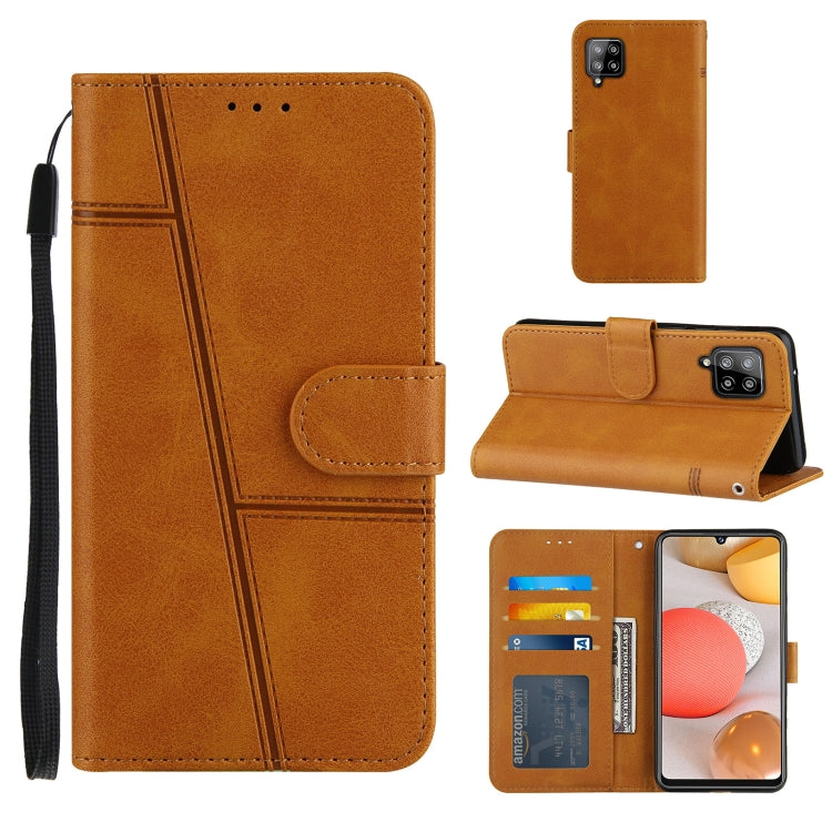 For Samsung Galaxy A42 5G Stitching Calf Texture Buckle Horizontal Flip Leather Case with Holder & Card Slots & Wallet & Lanyard