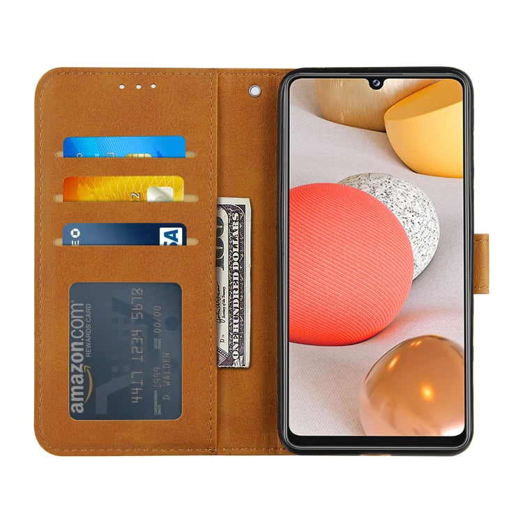 For Samsung Galaxy A42 5G Stitching Calf Texture Buckle Horizontal Flip Leather Case with Holder & Card Slots & Wallet & Lanyard