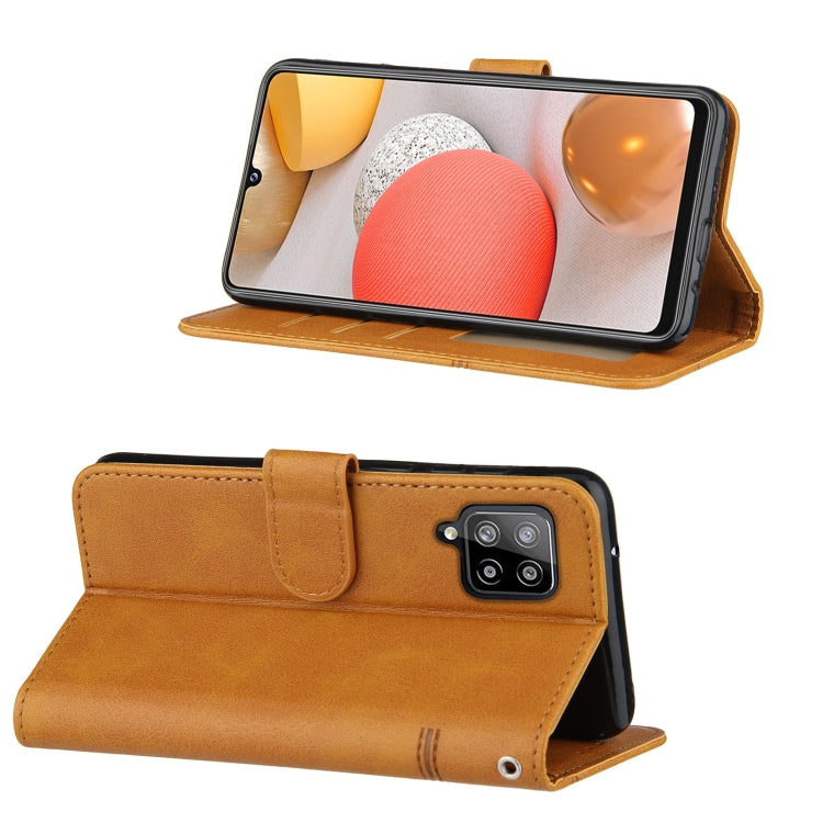 For Samsung Galaxy A42 5G Stitching Calf Texture Buckle Horizontal Flip Leather Case with Holder & Card Slots & Wallet & Lanyard