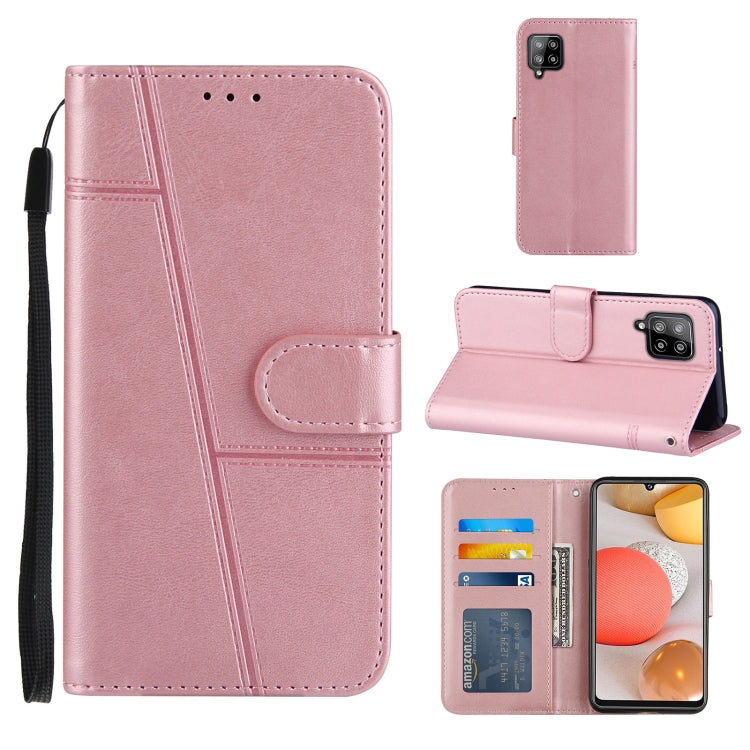 For Samsung Galaxy A42 5G Stitching Calf Texture Buckle Horizontal Flip Leather Case with Holder & Card Slots & Wallet & Lanyard