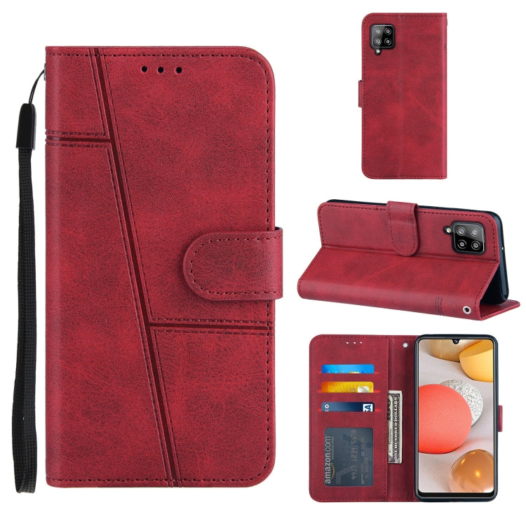 For Samsung Galaxy A42 5G Stitching Calf Texture Buckle Horizontal Flip Leather Case with Holder & Card Slots & Wallet & Lanyard