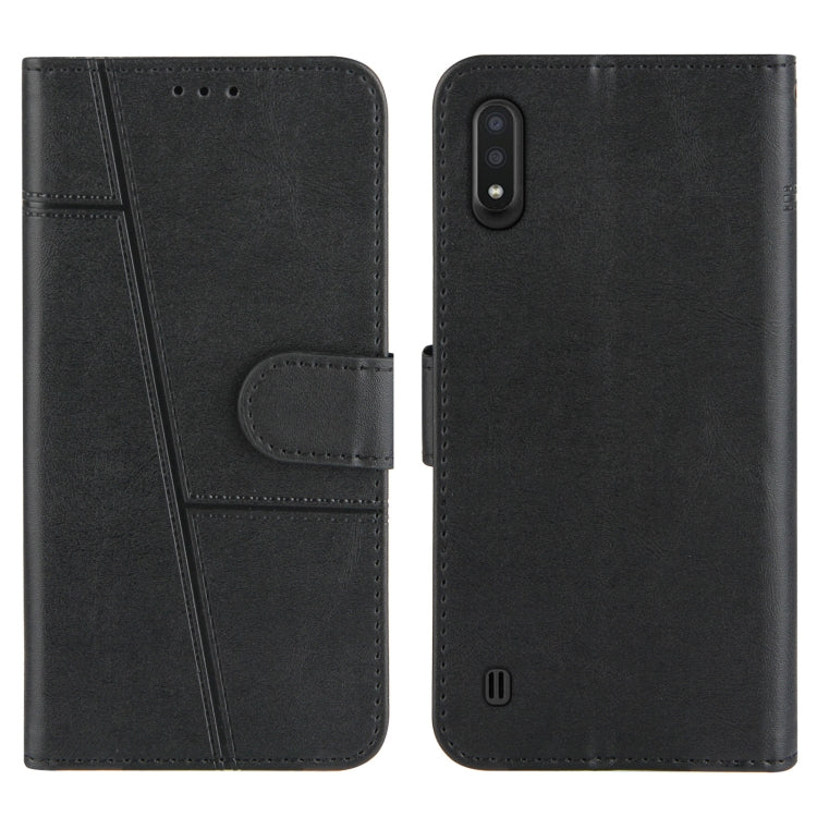 For Samsung Galaxy A01 Stitching Calf Texture Buckle Horizontal Flip Leather Case with Holder & Card Slots & Wallet & Lanyard