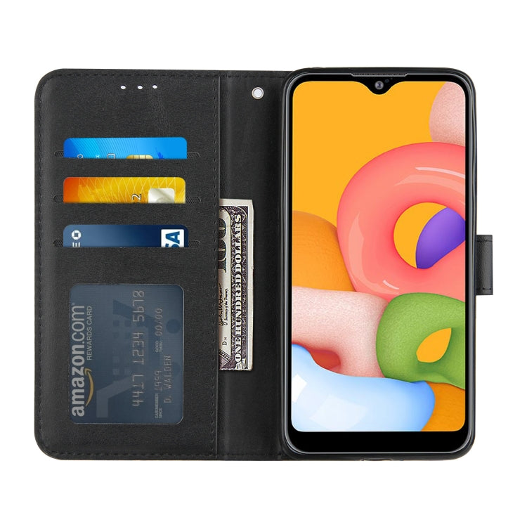For Samsung Galaxy A01 Stitching Calf Texture Buckle Horizontal Flip Leather Case with Holder & Card Slots & Wallet & Lanyard