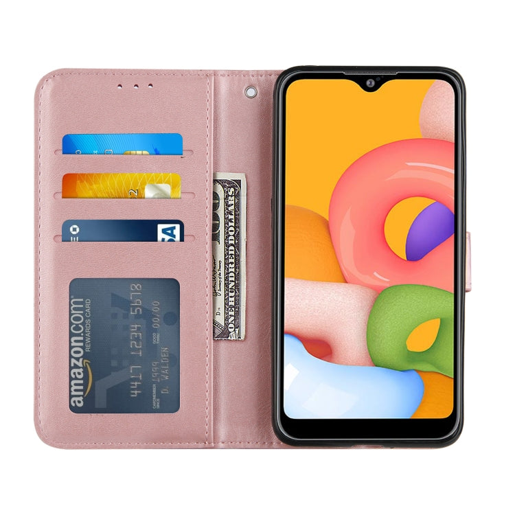 For Samsung Galaxy A01 Stitching Calf Texture Buckle Horizontal Flip Leather Case with Holder & Card Slots & Wallet & Lanyard