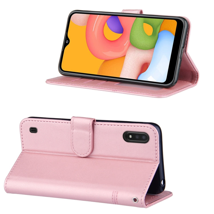 For Samsung Galaxy A01 Stitching Calf Texture Buckle Horizontal Flip Leather Case with Holder & Card Slots & Wallet & Lanyard