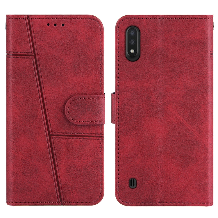 For Samsung Galaxy A01 Stitching Calf Texture Buckle Horizontal Flip Leather Case with Holder & Card Slots & Wallet & Lanyard