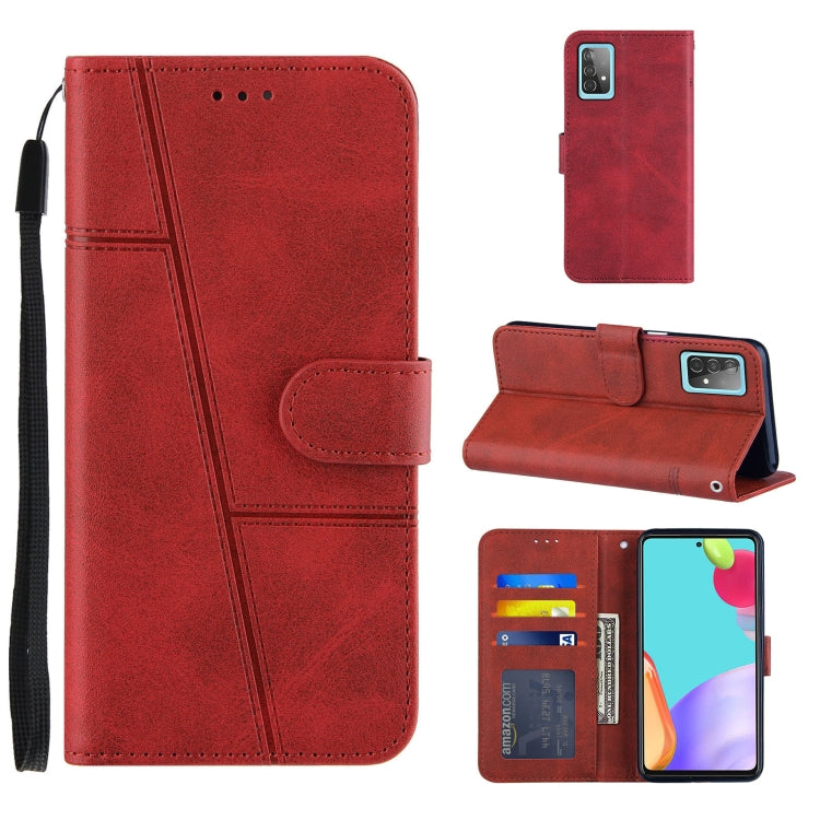 For OPPO A52/A72/A92 Stitching Calf Texture Buckle Horizontal Flip Leather Case with Holder & Card Slots & Wallet & Lanyard