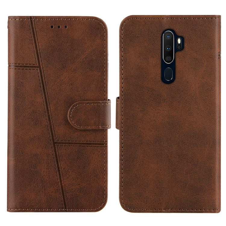For OPPO A9 2020 Stitching Calf Texture Buckle Horizontal Flip Leather Case with Holder & Card Slots & Wallet & Lanyard