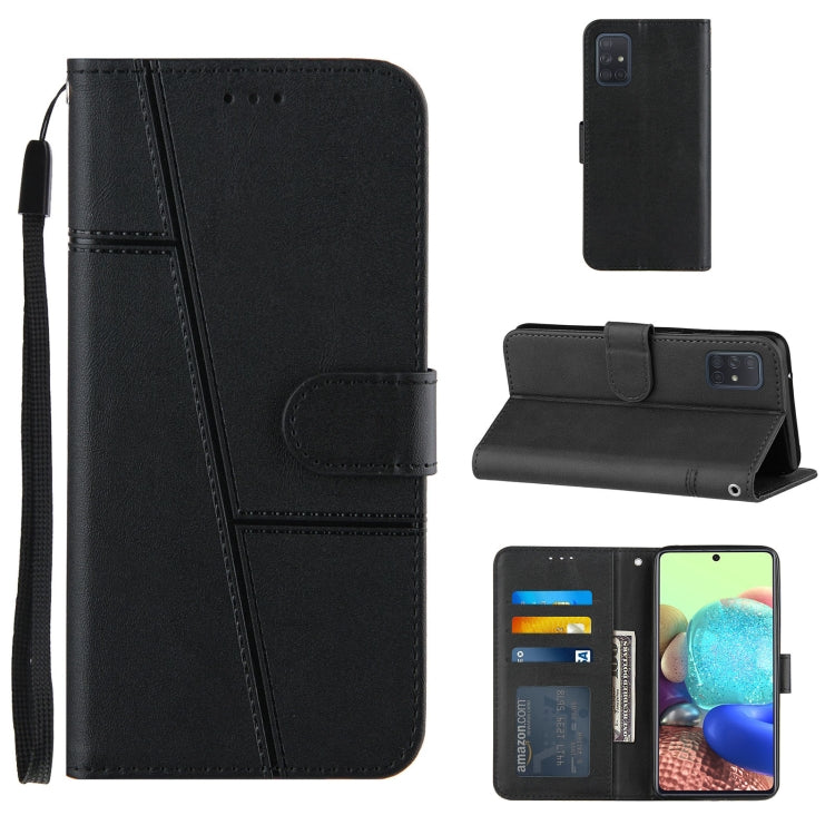 For Samsung Galaxy A71 5G Stitching Calf Texture Buckle Horizontal Flip Leather Case with Holder & Card Slots & Wallet & Lanyard