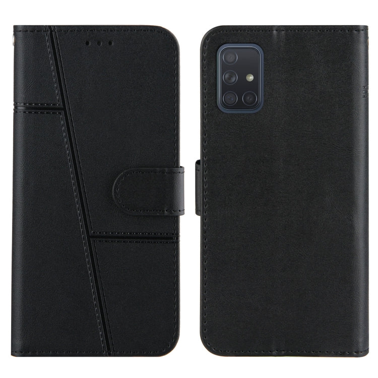 For Samsung Galaxy A71 5G Stitching Calf Texture Buckle Horizontal Flip Leather Case with Holder & Card Slots & Wallet & Lanyard